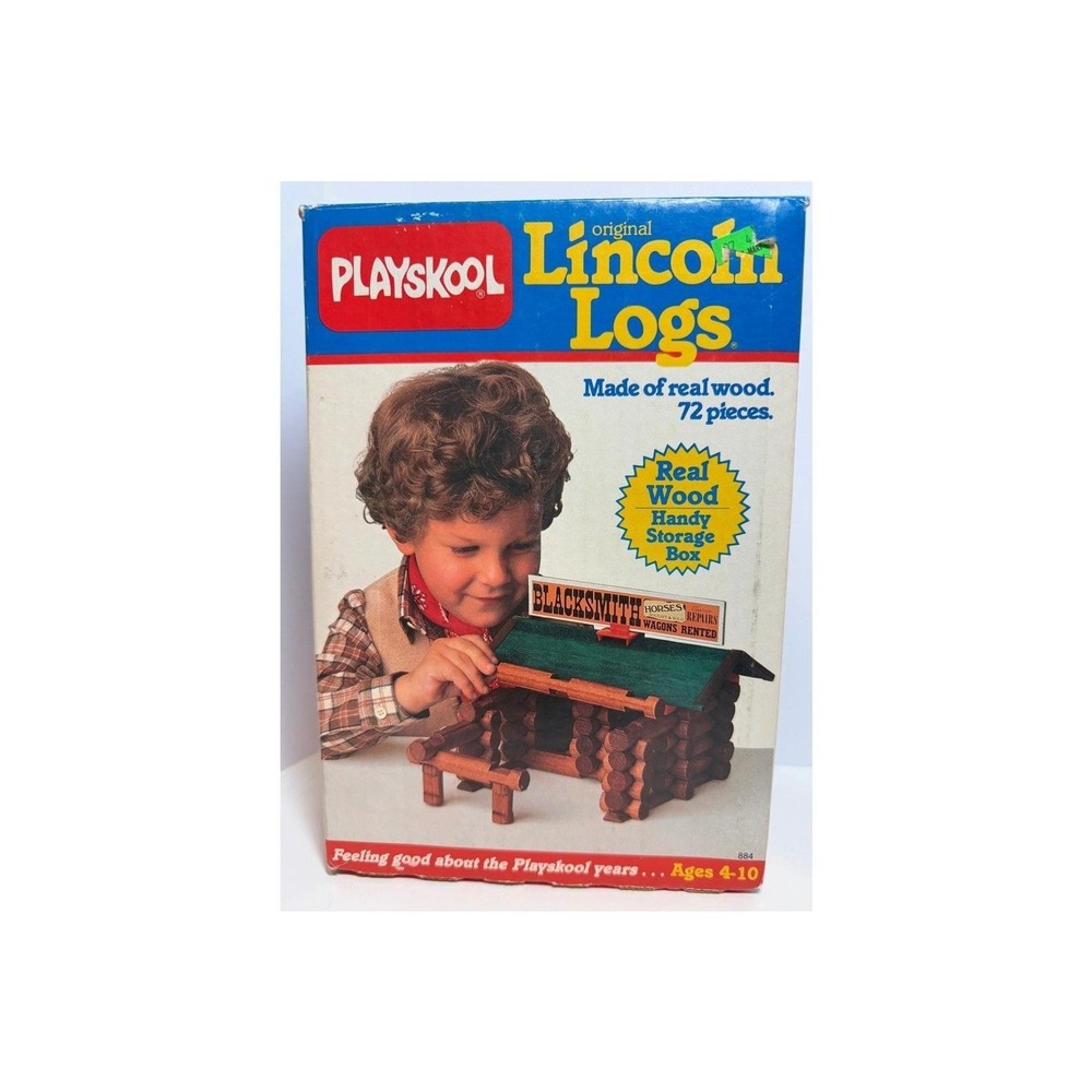 Vintage 1986 Playskool Lincoln Logs 884 39 Pieces Original Box Incomplete
